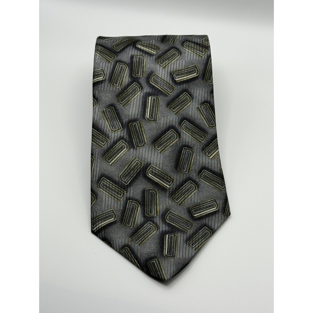 XMI for Nordstrom Silk Tie OS Grey Silver Geometric Abstract Professional Style